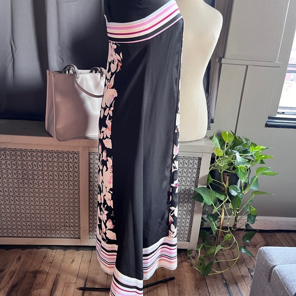 DKNY Black Striped & Floral Print Scarf Dress - Picture 6 of 10